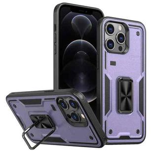 For iPhone 12 Pro Ring Holder PC Hybrid TPU Phone Case(Purple)