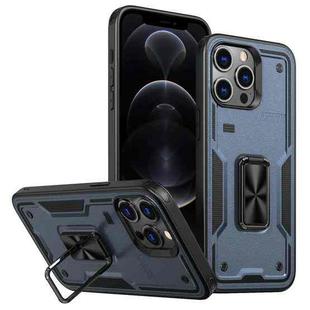 For iPhone 12 Pro Max Ring Holder PC Hybrid TPU Phone Case(Navy Blue)