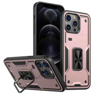 For iPhone 12 Pro Max Ring Holder PC Hybrid TPU Phone Case(Rose Gold)