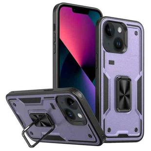 For iPhone 13 Ring Holder PC Hybrid TPU Phone Case(Purple)