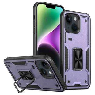 For iPhone 14 Ring Holder PC Hybrid TPU Phone Case(Purple)