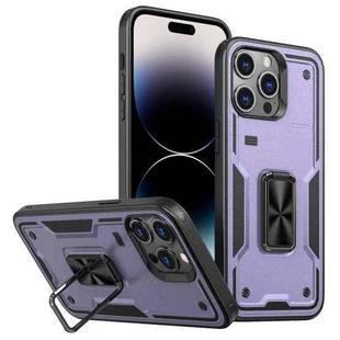 For iPhone 14 Pro Ring Holder PC Hybrid TPU Phone Case(Purple)