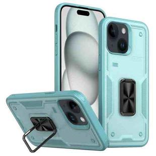 For iPhone 15 Ring Holder PC Hybrid TPU Phone Case(Blue)