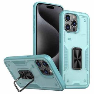 For iPhone 15 Pro Ring Holder PC Hybrid TPU Phone Case(Blue)