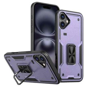 For iPhone 16 Ring Holder PC Hybrid TPU Phone Case(Purple)