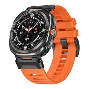 For Samsung Galaxy Watch Ultra 47mm Steel Buckle Fluororubber Watch Band(Black Orange)