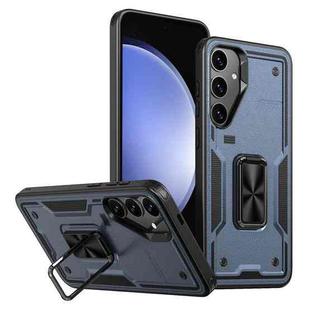 For Samsung Galaxy S23 FE 5G Ring Holder PC Hybrid TPU Phone Case(Navy Blue)