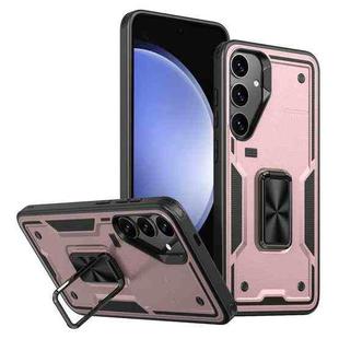 For Samsung Galaxy S23 FE 5G Ring Holder PC Hybrid TPU Phone Case(Rose Gold)