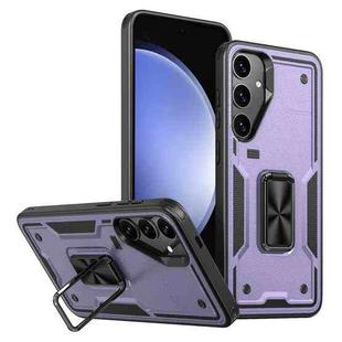 For Samsung Galaxy S23 FE 5G Ring Holder PC Hybrid TPU Phone Case(Purple)