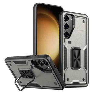For Samsung Galaxy S23+ 5G Ring Holder PC Hybrid TPU Phone Case(Titanium Grey)