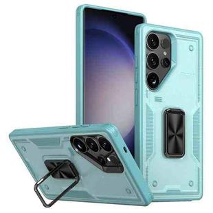 For Samsung Galaxy S23 Ultra 5G Ring Holder PC Hybrid TPU Phone Case(Blue)