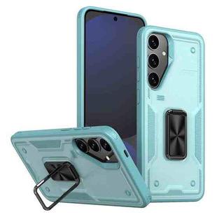 For Samsung Galaxy S24 FE 5G Ring Holder PC Hybrid TPU Phone Case(Blue)