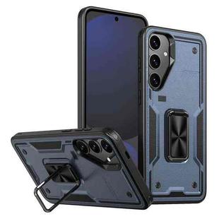 For Samsung Galaxy S24 FE 5G Ring Holder PC Hybrid TPU Phone Case(Navy Blue)