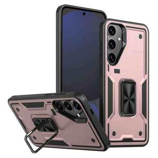 For Samsung Galaxy S24 FE 5G Ring Holder PC Hybrid TPU Phone Case(Rose Gold)