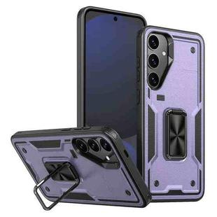 For Samsung Galaxy S24 FE 5G Ring Holder PC Hybrid TPU Phone Case(Purple)