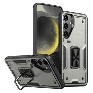 For Samsung Galaxy S24+ 5G Ring Holder PC Hybrid TPU Phone Case(Titanium Grey)