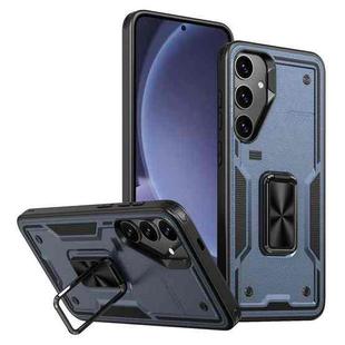 For Samsung Galaxy S25+ 5G Ring Holder PC Hybrid TPU Phone Case(Navy Blue)