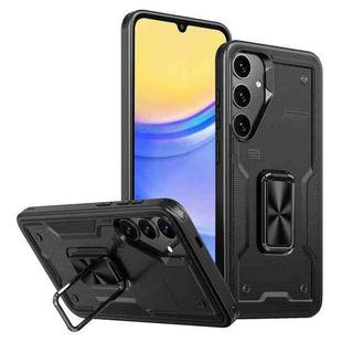For Samsung Galaxy A15 Ring Holder PC Hybrid TPU Phone Case(Black)