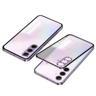 For Samsung Galaxy S24 FE 5G Snap Buckle Metal Frame Frosted Phone Case(Purple)