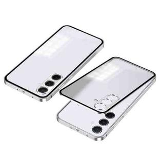 For Samsung Galaxy S24 FE 5G Snap Buckle Metal Frame Frosted Phone Case(Silver)