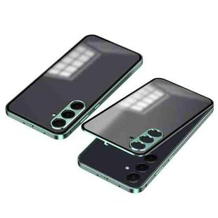 For Samsung Galaxy S24 FE 5G Snap Buckle Metal Frame Frosted Phone Case(Green)