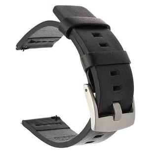 For Suunto 9 / Suunto 7 Steel Buckle 24mm Genuine Leather Watch Band(Black Silver)