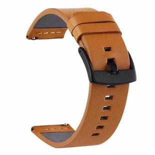 For Suunto 9 / Suunto 7 Steel Buckle 24mm Genuine Leather Watch Band(Yellow Black)