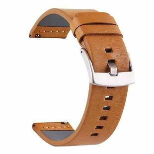 For Suunto 9 / Suunto 7 Steel Buckle 24mm Genuine Leather Watch Band(Yellow Silver)