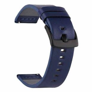 For Suunto 9 / Suunto 7 Steel Buckle 24mm Genuine Leather Watch Band(Blue Black)