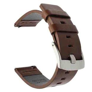 For Suunto 9 / Suunto 7 Steel Buckle 24mm Genuine Leather Watch Band(Brown Silver)