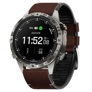 For Garmin 26mm Silicone Leather Quick Release Watch Band(Coffee)