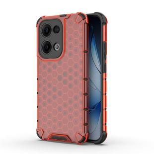 For OPPO Reno13 5G Global Honeycomb Shockproof Phone Case(Red)