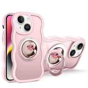 For iPhone 14 Plus Mirror Holder MagSafe Phone Case(Pink)