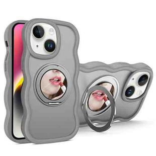 For iPhone 14 Plus Mirror Holder MagSafe Phone Case(Grey)