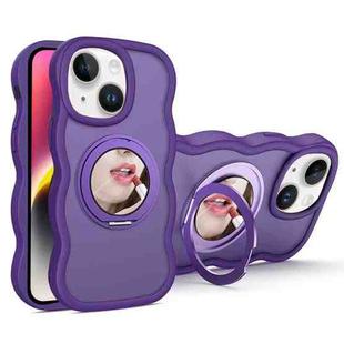 For iPhone 14 Plus Mirror Holder MagSafe Phone Case(Purple)