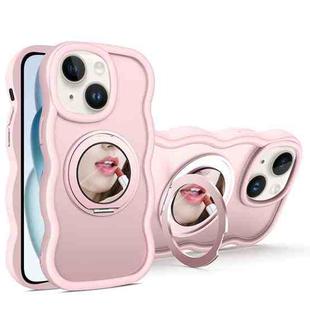 For iPhone 15 Mirror Holder MagSafe Phone Case(Pink)