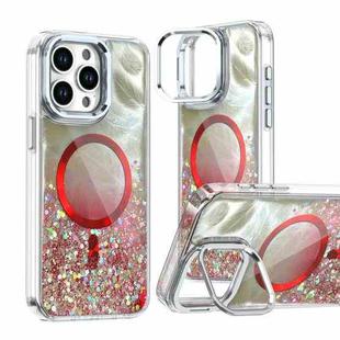 For iPhone 16 Pro Max Epoxy CD Texture Lens Holder MagSafe Phone Case(Red)