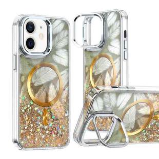 For iPhone 11 Epoxy CD Texture Lens Holder MagSafe Phone Case(Gold)