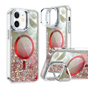 For iPhone 11 Epoxy CD Texture Lens Holder MagSafe Phone Case(Red)