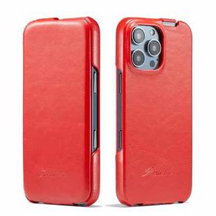 For iPhone 16 Pro Max Fierre Shann 64 Texture Vertical Flip PU Leather Phone Case(Red)