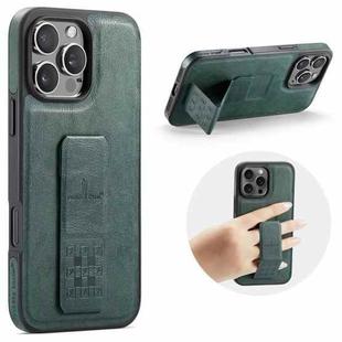 For iPhone 16 Pro Max Fierre Shann Oil Wax Cow Leather Holder Back Phone Case(Green)