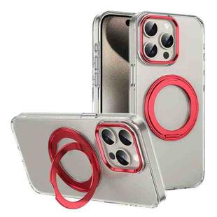 For iPhone 14 Pro Max Ice-Cold Rotating Ring Holder PC MagSafe Phone Case(Red)