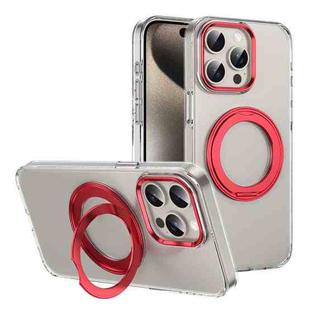 For iPhone 13 Pro Max Ice-Cold Rotating Ring Holder PC MagSafe Phone Case(Red)