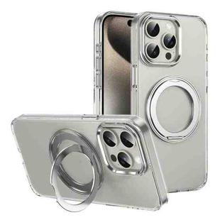 For iPhone 13 Pro Ice-Cold Rotating Ring Holder PC MagSafe Phone Case(Silver)