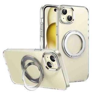 For iPhone 13 Ice-Cold Rotating Ring Holder PC MagSafe Phone Case(Silver)