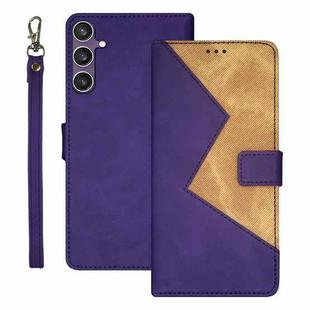 For Samsung Galaxy S24 FE 5G idewei Two-color Splicing Leather Phone Case(Purple)