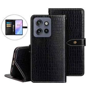 For Motorola Edge 50 Neo idewei Crocodile Texture Leather Phone Case(Black)