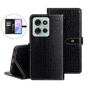 For Motorola Moto G75 5G idewei Crocodile Texture Leather Phone Case(Black)