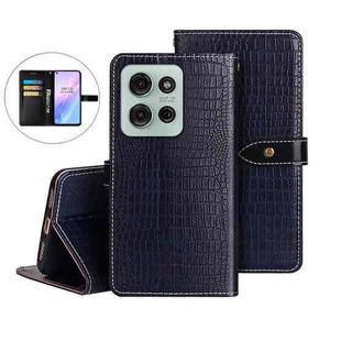 For Motorola Moto G75 5G idewei Crocodile Texture Leather Phone Case(Dark Blue)