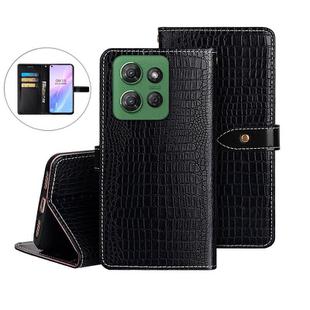 For Motorola Moto G Power 2025 idewei Crocodile Texture Leather Phone Case(Black)